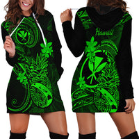 Hawaii Hoodie Dress Pineapple Mix Polynesian Plumeria Green Version LT14 - Polynesian Pride