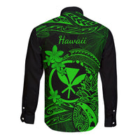 hawaii-long-sleeve-button-shirt-pineapple-mix-polynesian-plumeria-green-version