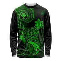 Hawaii Long Sleeve Shirt Pineapple Mix Polynesian Plumeria Green Version LT14 Unisex Green - Polynesian Pride
