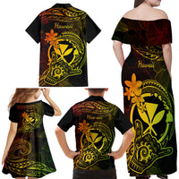 hawaii-family-matching-off-shoulder-maxi-dress-and-hawaiian-shirt-shaka-tattoo-mix-polynesian-plumeria-reggae-version