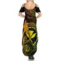 Hawaii Summer Maxi Dress Shaka Tattoo Mix Polynesian Plumeria Reggae Version LT14 - Polynesian Pride