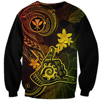 Hawaii Sweatshirt Shaka Tattoo Mix Polynesian Plumeria Reggae Version LT14 Unisex Reggae - Polynesian Pride