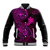 Hawaii Baseball Jacket Shaka Tattoo Mix Polynesian Plumeria Pink Version LT14 Unisex Pink - Polynesian Pride