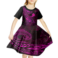 Hawaii Kid Short Sleeve Dress Shaka Tattoo Mix Polynesian Plumeria Pink Version LT14 - Polynesian Pride