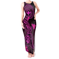 Hawaii Tank Maxi Dress Shaka Tattoo Mix Polynesian Plumeria Pink Version LT14 Women Pink - Polynesian Pride