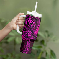 Hawaii Tumbler With Handle Shaka Tattoo Mix Polynesian Plumeria Pink Version LT14 - Polynesian Pride