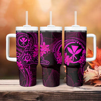 Hawaii Tumbler With Handle Shaka Tattoo Mix Polynesian Plumeria Pink Version LT14 - Polynesian Pride