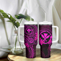 Hawaii Tumbler With Handle Shaka Tattoo Mix Polynesian Plumeria Pink Version LT14 - Polynesian Pride