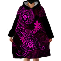 Hawaii Wearable Blanket Hoodie Shaka Tattoo Mix Polynesian Plumeria Pink Version LT14 - Polynesian Pride