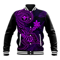 Hawaii Baseball Jacket Shaka Tattoo Mix Polynesian Plumeria Purple Version LT14 Unisex Purple - Polynesian Pride