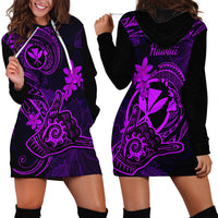 Hawaii Hoodie Dress Shaka Tattoo Mix Polynesian Plumeria Purple Version LT14 - Polynesian Pride