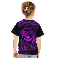 Hawaii Kid T Shirt Shaka Tattoo Mix Polynesian Plumeria Purple Version LT14 - Polynesian Pride