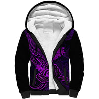 Hawaii Sherpa Hoodie Shaka Tattoo Mix Polynesian Plumeria Purple Version LT14 Unisex Purple - Polynesian Pride