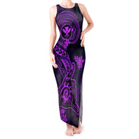 Hawaii Tank Maxi Dress Shaka Tattoo Mix Polynesian Plumeria Purple Version LT14 Women Purple - Polynesian Pride