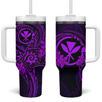 Hawaii Tumbler With Handle Shaka Tattoo Mix Polynesian Plumeria Purple Version LT14 One Size: 40 oz Purple - Polynesian Pride