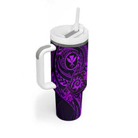 Hawaii Tumbler With Handle Shaka Tattoo Mix Polynesian Plumeria Purple Version LT14 - Polynesian Pride