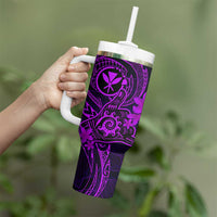 Hawaii Tumbler With Handle Shaka Tattoo Mix Polynesian Plumeria Purple Version LT14 - Polynesian Pride