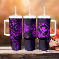 Hawaii Tumbler With Handle Shaka Tattoo Mix Polynesian Plumeria Purple Version LT14 - Polynesian Pride