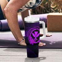 Hawaii Tumbler With Handle Shaka Tattoo Mix Polynesian Plumeria Purple Version LT14 - Polynesian Pride