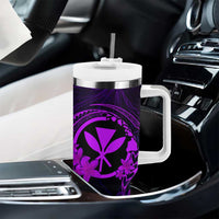 Hawaii Tumbler With Handle Shaka Tattoo Mix Polynesian Plumeria Purple Version LT14 - Polynesian Pride