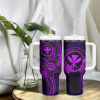 Hawaii Tumbler With Handle Shaka Tattoo Mix Polynesian Plumeria Purple Version LT14 - Polynesian Pride