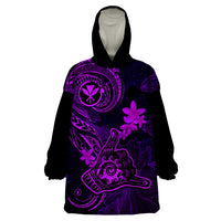 Hawaii Wearable Blanket Hoodie Shaka Tattoo Mix Polynesian Plumeria Purple Version LT14 One Size Purple - Polynesian Pride