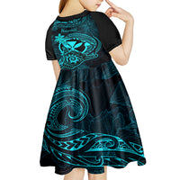 Hawaii Kid Short Sleeve Dress Shaka Tattoo Mix Polynesian Plumeria Turquoise Version LT14 - Polynesian Pride