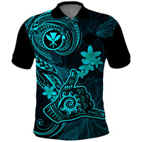 Hawaii Polo Shirt Shaka Tattoo Mix Polynesian Plumeria Turquoise Version LT14 Turquoise - Polynesian Pride