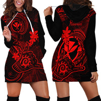 Hawaii Hoodie Dress Shaka Tattoo Mix Polynesian Plumeria Red Version LT14 - Polynesian Pride
