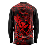 Hawaii Long Sleeve Shirt Shaka Tattoo Mix Polynesian Plumeria Red Version LT14 - Polynesian Pride