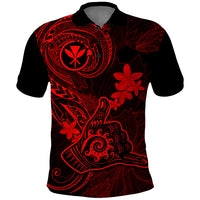 Hawaii Polo Shirt Shaka Tattoo Mix Polynesian Plumeria Red Version LT14 Red - Polynesian Pride