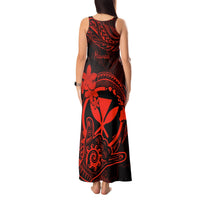 Hawaii Tank Maxi Dress Shaka Tattoo Mix Polynesian Plumeria Red Version LT14 - Polynesian Pride