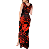 Hawaii Tank Maxi Dress Shaka Tattoo Mix Polynesian Plumeria Red Version LT14 - Polynesian Pride