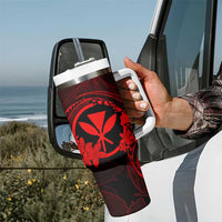 Hawaii Tumbler With Handle Shaka Tattoo Mix Polynesian Plumeria Red Version LT14 - Polynesian Pride