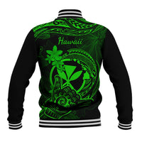 Hawaii Baseball Jacket Shaka Tattoo Mix Polynesian Plumeria Green Version LT14 - Polynesian Pride
