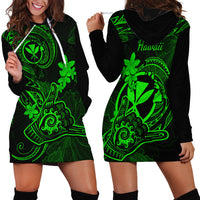 Hawaii Hoodie Dress Shaka Tattoo Mix Polynesian Plumeria Green Version LT14 - Polynesian Pride