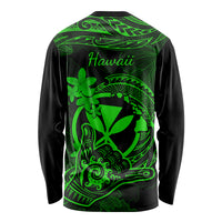 Hawaii Long Sleeve Shirt Shaka Tattoo Mix Polynesian Plumeria Green Version LT14 - Polynesian Pride
