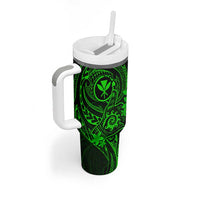 Hawaii Tumbler With Handle Shaka Tattoo Mix Polynesian Plumeria Green Version LT14 - Polynesian Pride
