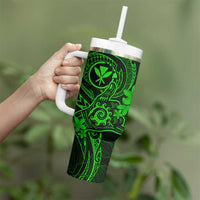 Hawaii Tumbler With Handle Shaka Tattoo Mix Polynesian Plumeria Green Version LT14 - Polynesian Pride