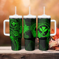 Hawaii Tumbler With Handle Shaka Tattoo Mix Polynesian Plumeria Green Version LT14 - Polynesian Pride