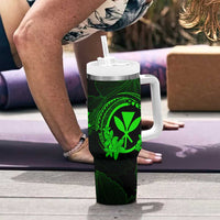 Hawaii Tumbler With Handle Shaka Tattoo Mix Polynesian Plumeria Green Version LT14 - Polynesian Pride