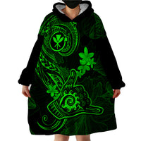 Hawaii Wearable Blanket Hoodie Shaka Tattoo Mix Polynesian Plumeria Green Version LT14 - Polynesian Pride