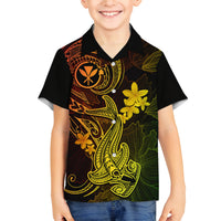 Hawaii Kid Hawaiian Shirt Hammerhead Shark Tattoo Mix Polynesian Plumeria Reggae Version LT14 - Polynesian Pride