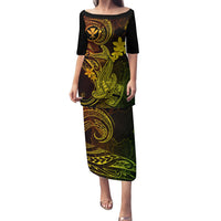 Hawaii Puletasi Hammerhead Shark Tattoo Mix Polynesian Plumeria Reggae Version LT14 Long Dress Reggae - Polynesian Pride