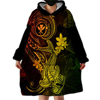 Hawaii Wearable Blanket Hoodie Hammerhead Shark Tattoo Mix Polynesian Plumeria Reggae Version LT14 - Polynesian Pride