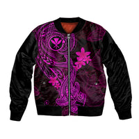 Hawaii Bomber Jacket Hammerhead Shark Tattoo Mix Polynesian Plumeria Pink Version LT14 Unisex Pink - Polynesian Pride