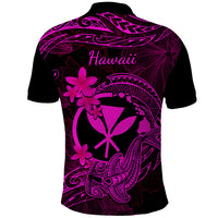 Hawaii Polo Shirt Hammerhead Shark Tattoo Mix Polynesian Plumeria Pink Version LT14 - Polynesian Pride