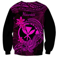 Hawaii Sweatshirt Hammerhead Shark Tattoo Mix Polynesian Plumeria Pink Version LT14 - Polynesian Pride