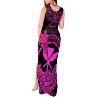 Hawaii Tank Maxi Dress Hammerhead Shark Tattoo Mix Polynesian Plumeria Pink Version LT14 - Polynesian Pride
