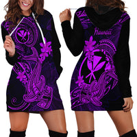 Hawaii Hoodie Dress Hammerhead Shark Tattoo Mix Polynesian Plumeria Purple Version LT14 - Polynesian Pride